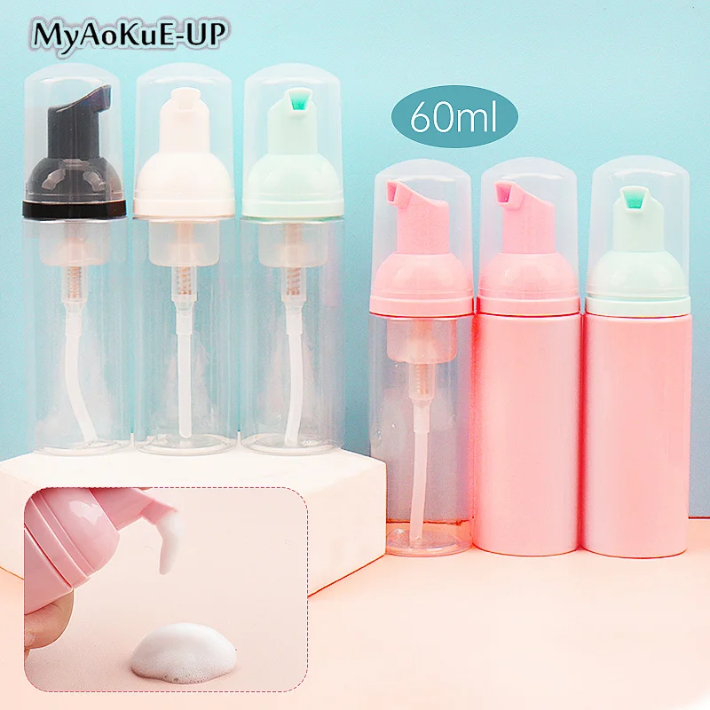 60ML Eyelash Extension Cleaning Bottle Empty Plastic Mousse Cleanser Pump Bottle Refillable Lashes Shampoo Foaming Dispenser