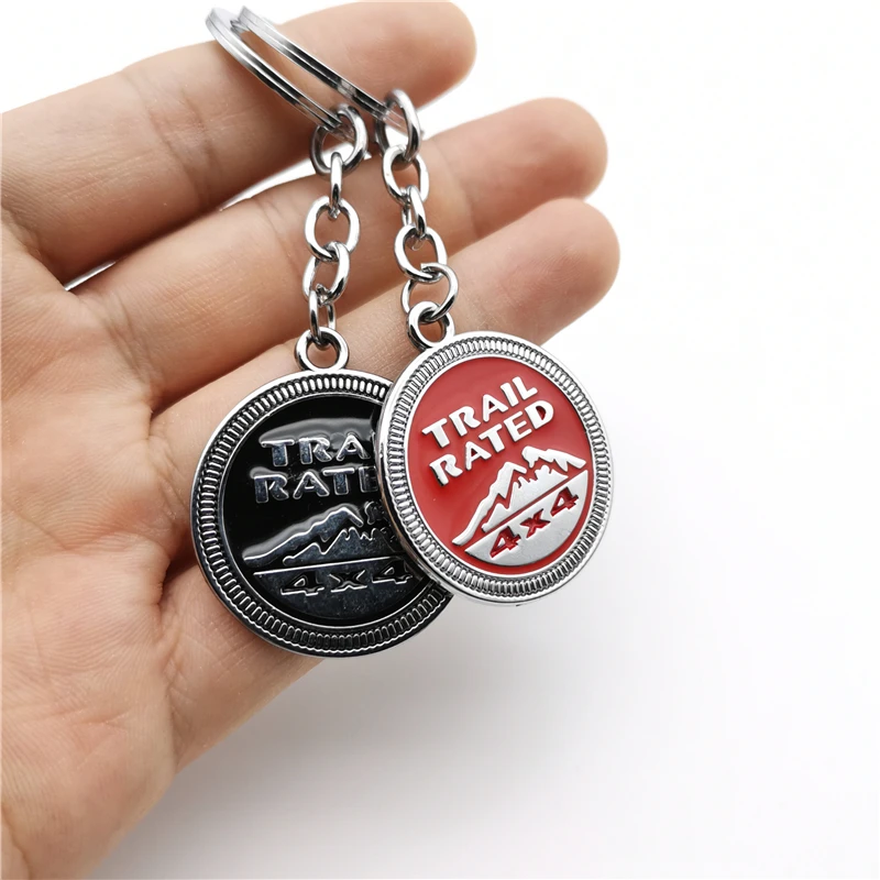 Car Keychain Metal Keyring Key Chain For Jeep Trail Rated Jeep Wrangler Renegade Liberty Cherokee Auto Key Pendant Accessories