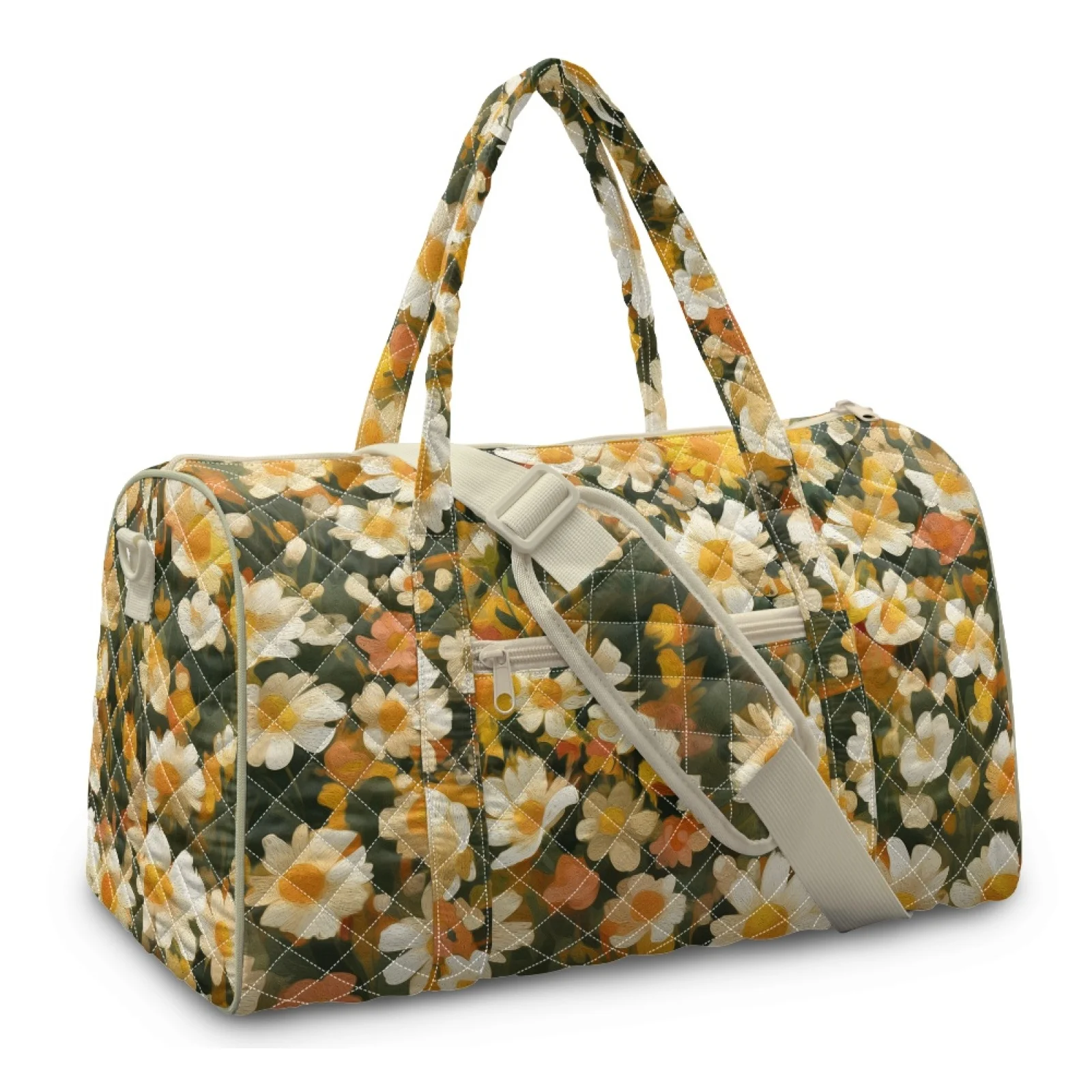 Coloranimal Daisy Print New Trend Travel Tote Bags Polyester Lightweight Carry On Duffel Bags for Womens