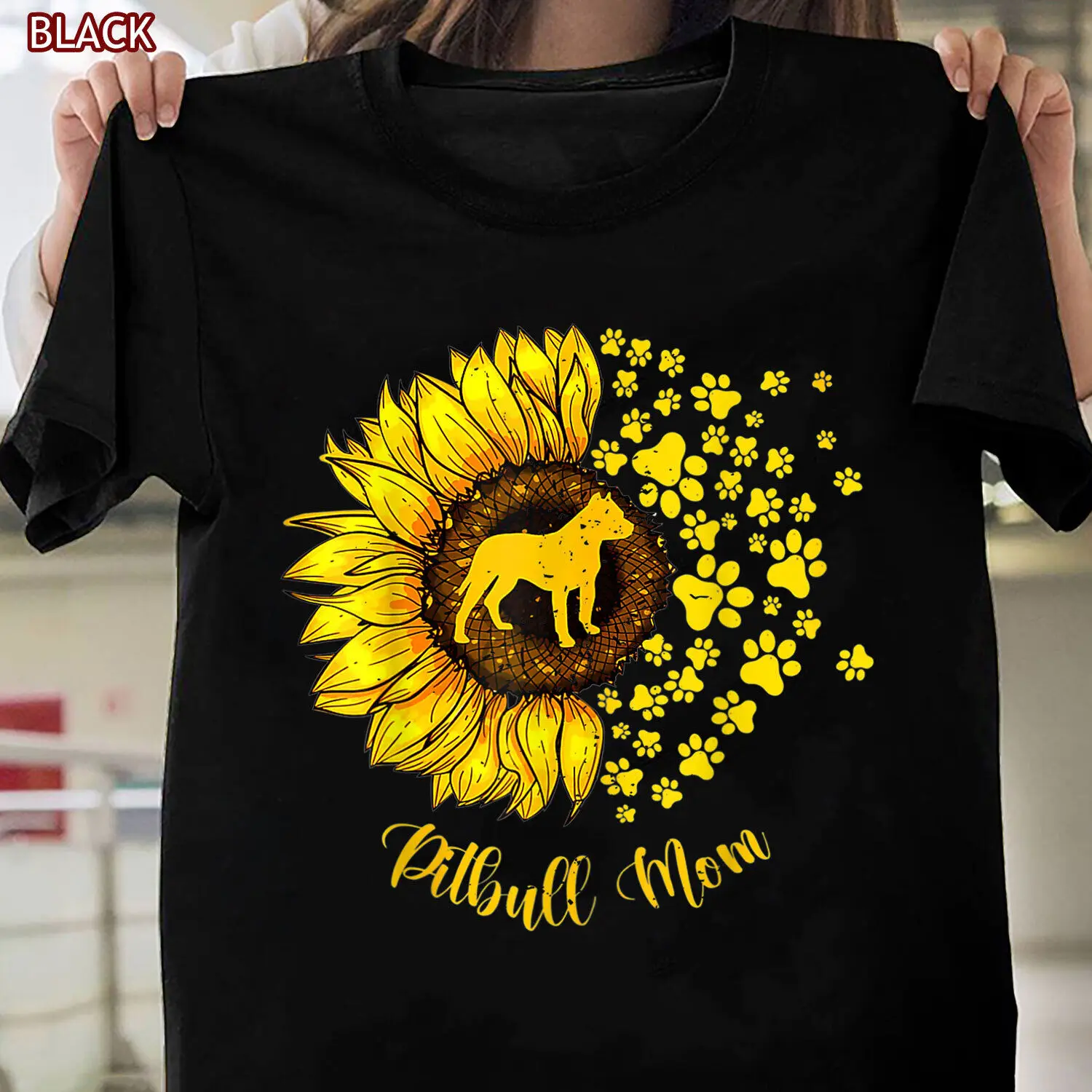 Sunflower Pitbull Mom Dog Lover T-Shirt, Best Gift for Women Mom Wife Dog Lovers