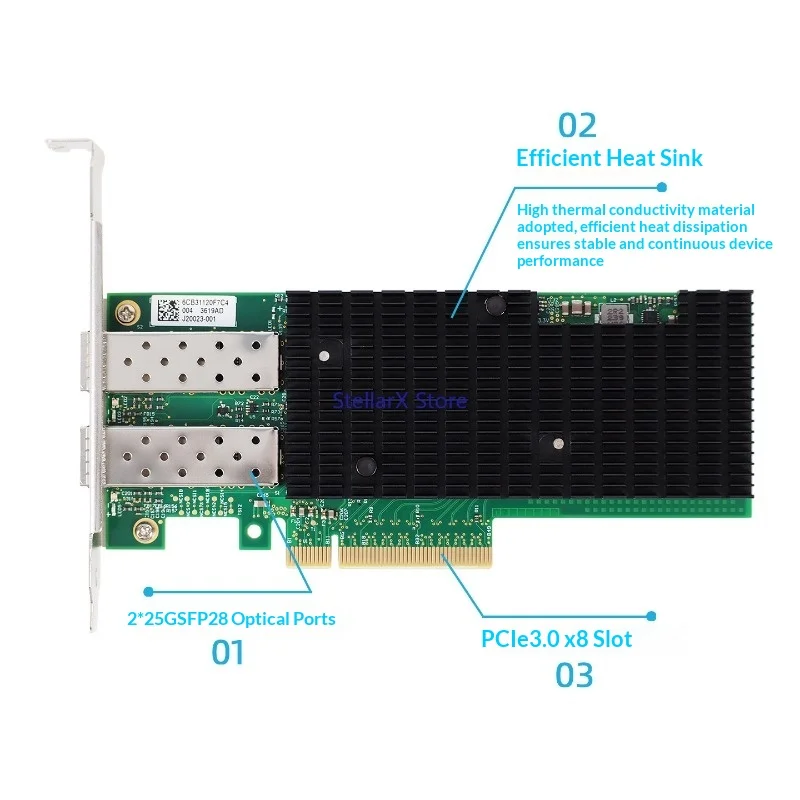 Original chip 25G dual port SFP28 server fiber optic network interface card XXV710-DA2
