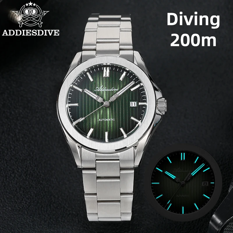 ADDIESDIVE Men's  8215 Mechanic Watches Luxury Sapphire Glass Luminous 200m Stainless Steel Watches Men Automatic High Quality