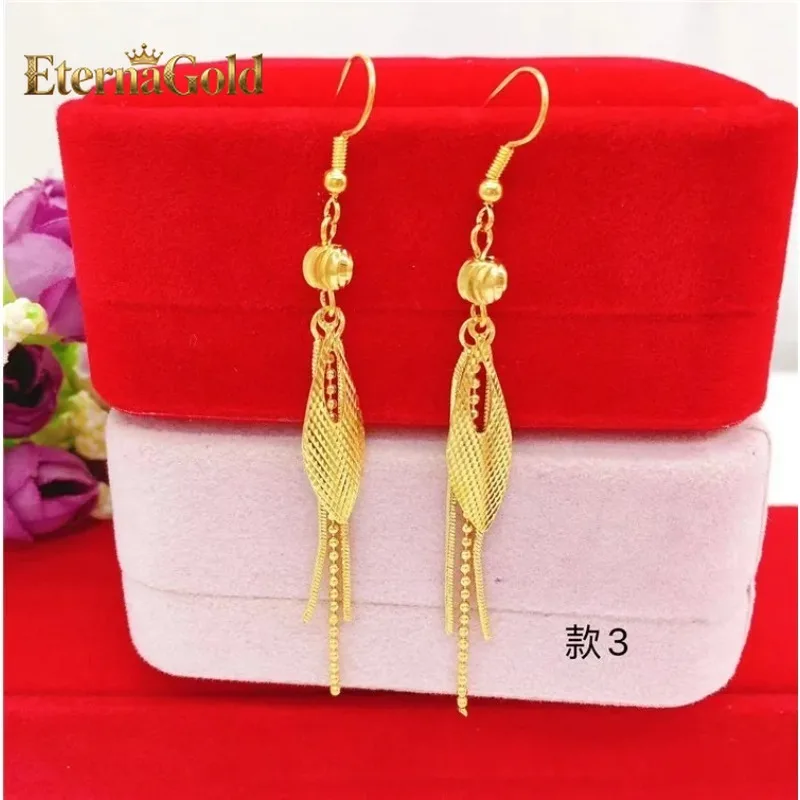 

Серьги EternaGold из настоящего золота 24K с летними подвесками-кисточками для женщин, модные серьги из золота 9999 пробы, золотые украшения в форме цветка, аксессуары.