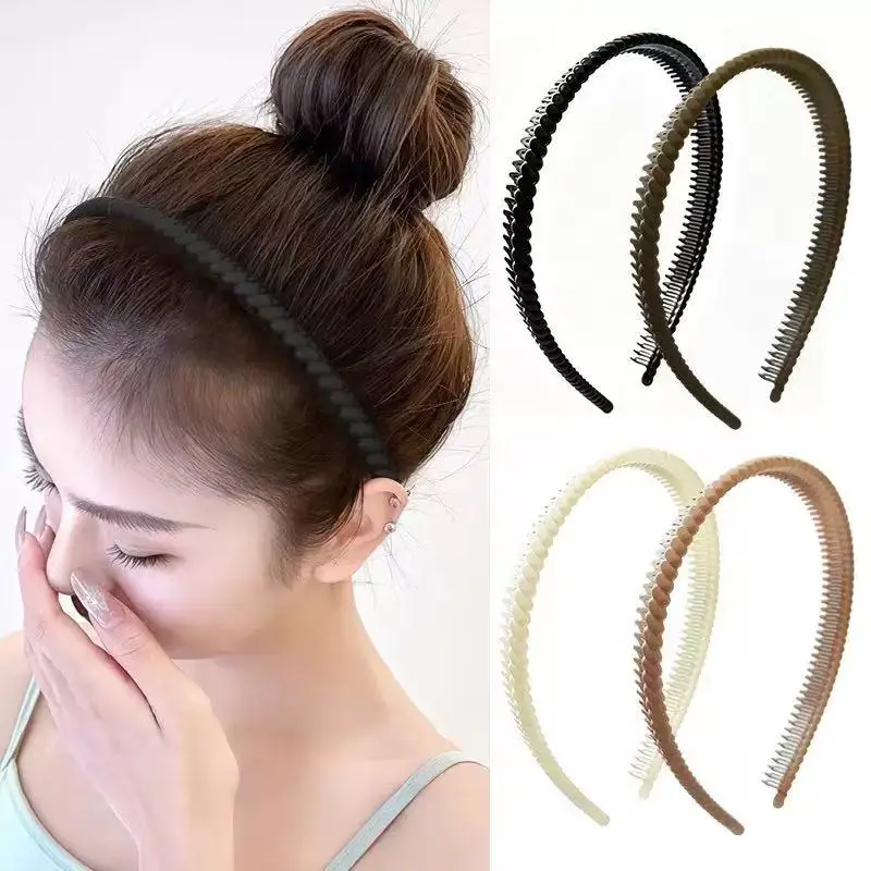 Soft Elastic Teeth Hair Hoop Random Color 1Pc Non‑Slip Headband Comfort No Tightness Stray Hair Fixing Hairband Women Daily Hair