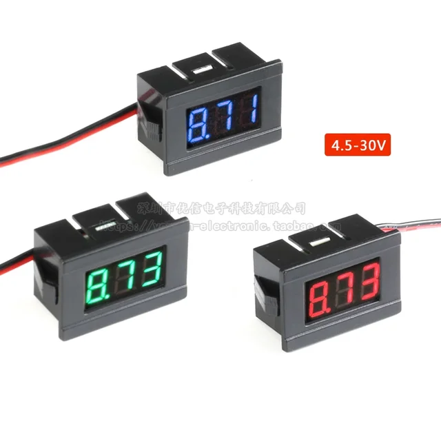 0.36 Cal DC 4.5V do 30V 2-przewodowy Mini-woltomierz cyfrowy wyświetlacz LED miernik napięcia do testowania motocykla samochodowego i wózka akumulatorowego