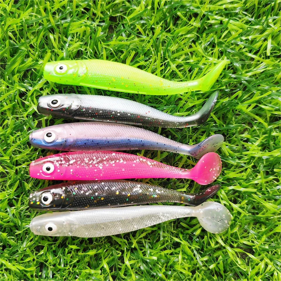 MUKUN 10 Stück 60 mm 2 g weiche Köder Köder Angelköder Leurre Shad Doppelfarbiger Silikonköder T-Schwanz – Detail 2