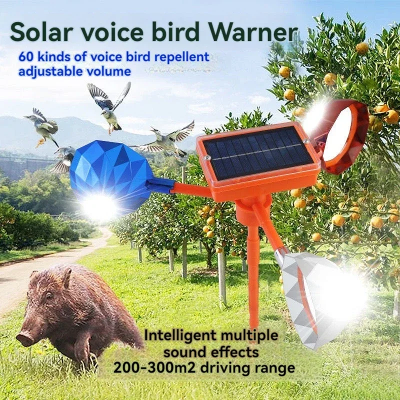 Répulsif d'oiseaux solaire étanche, dispositif de répulsif d'oiseaux à énergie solaire, réflecteur rotatif à 360 °, ferme et verger, dispositif d'effarouchement d'oiseaux