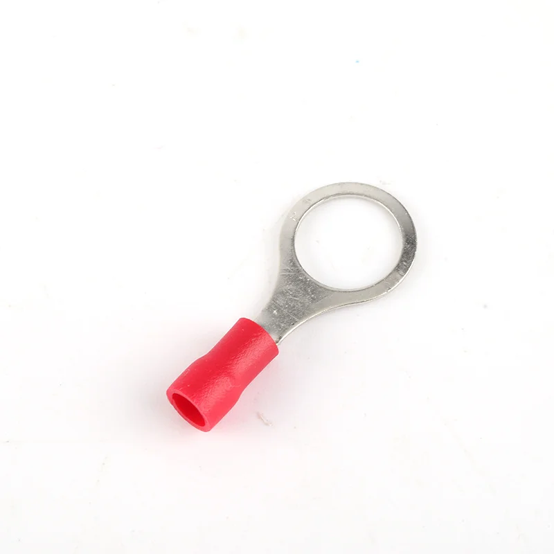 50PCS RV1.25-6  Insulated Ring Terminal O-Type Cold-Press Copper Wire Crimp Terminal Electrical Cable Lug Connector