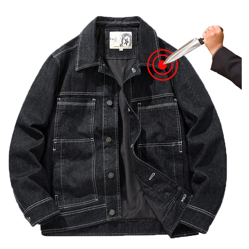 

Anti Cut Safety clothes Self Defense Clothes Anti Knife Denim Jacket Slash Proof Security Officer Coat Civil Use Body Protection