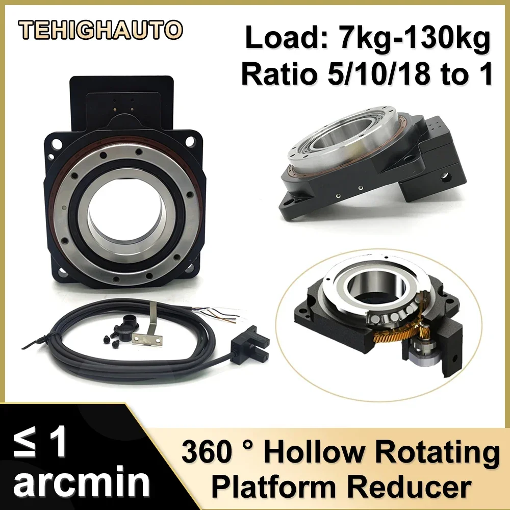 

360 Degree CNC Electric Rotary Table Stepper Servo Heavy Duty Hollow Rotating Platform Circular Cutting Compas 60-280mm