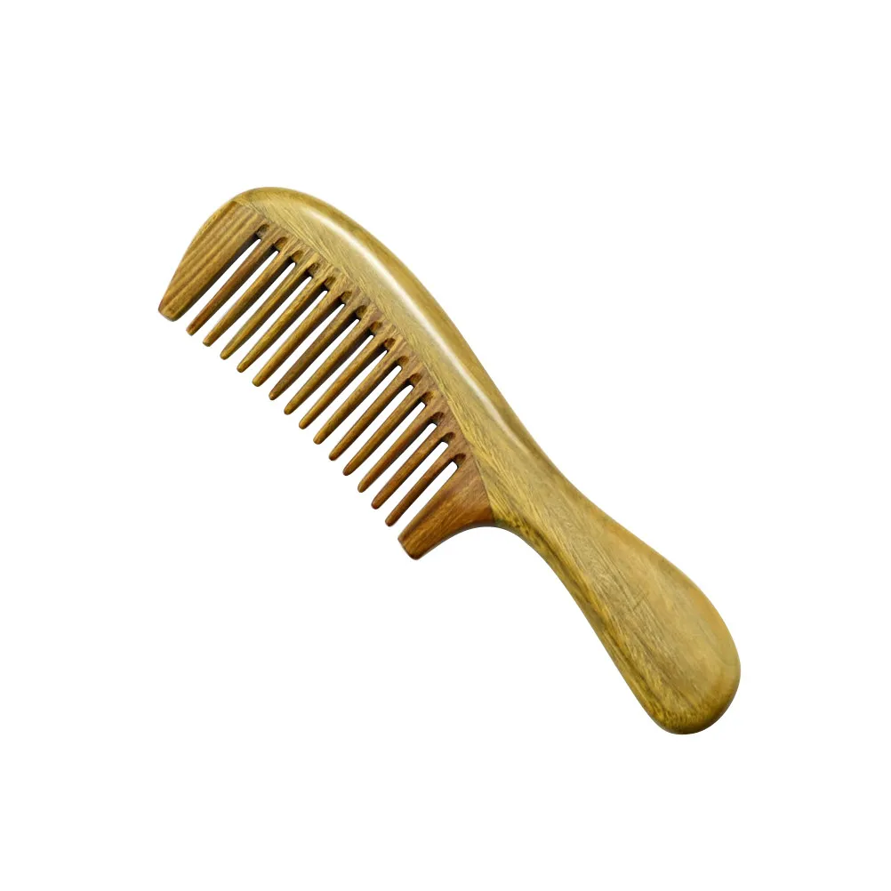 Green Sandalwood Hair Comb 20Cm Smooth Close Teeth Wooden Comb for Scalp Massage Blood Flow Stimulation Headache Relief Anti