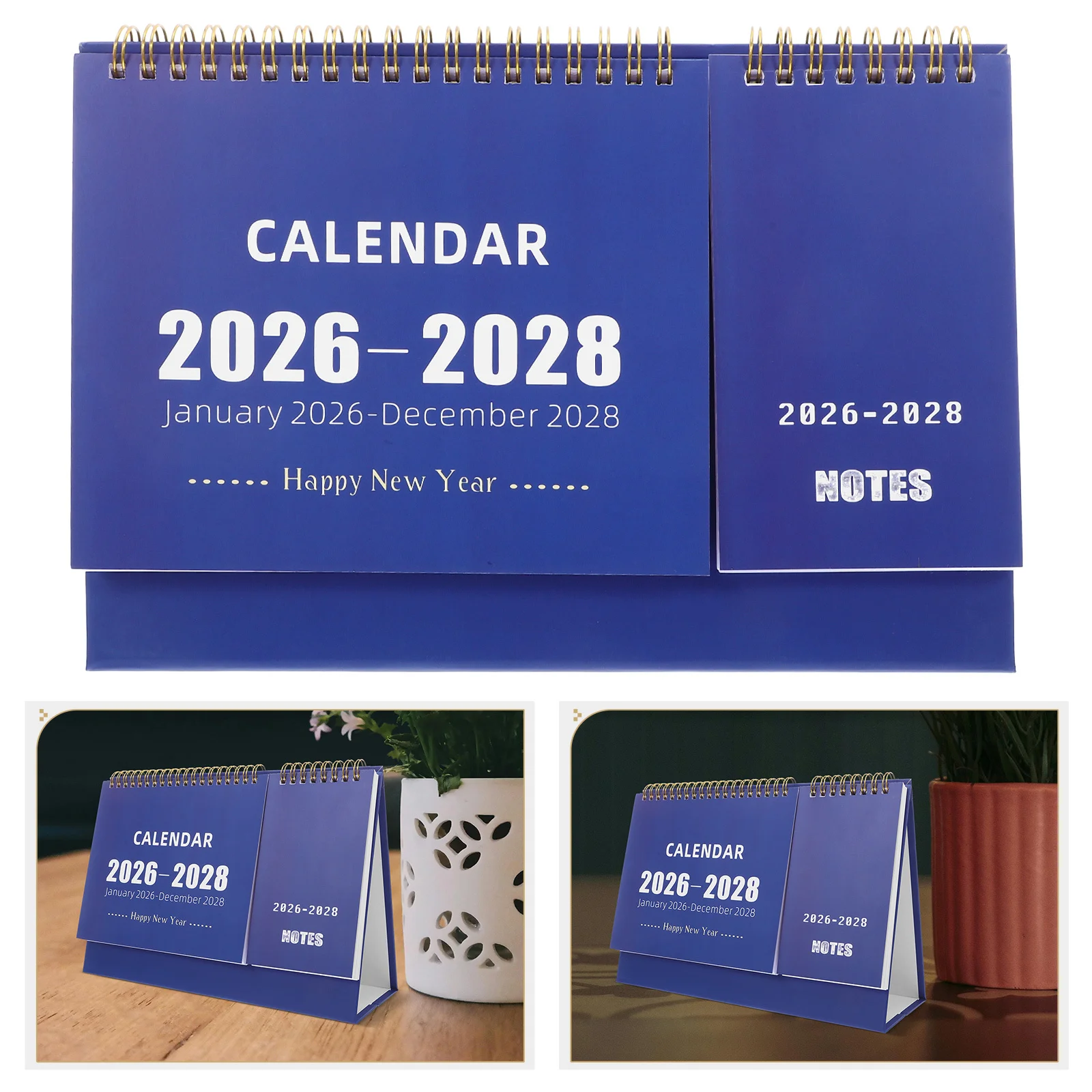 

Desk Calendar 2026-2028 Monthly Planner Thick Paper Spiral Bound Minimalist Design for Office Home School Language Learning