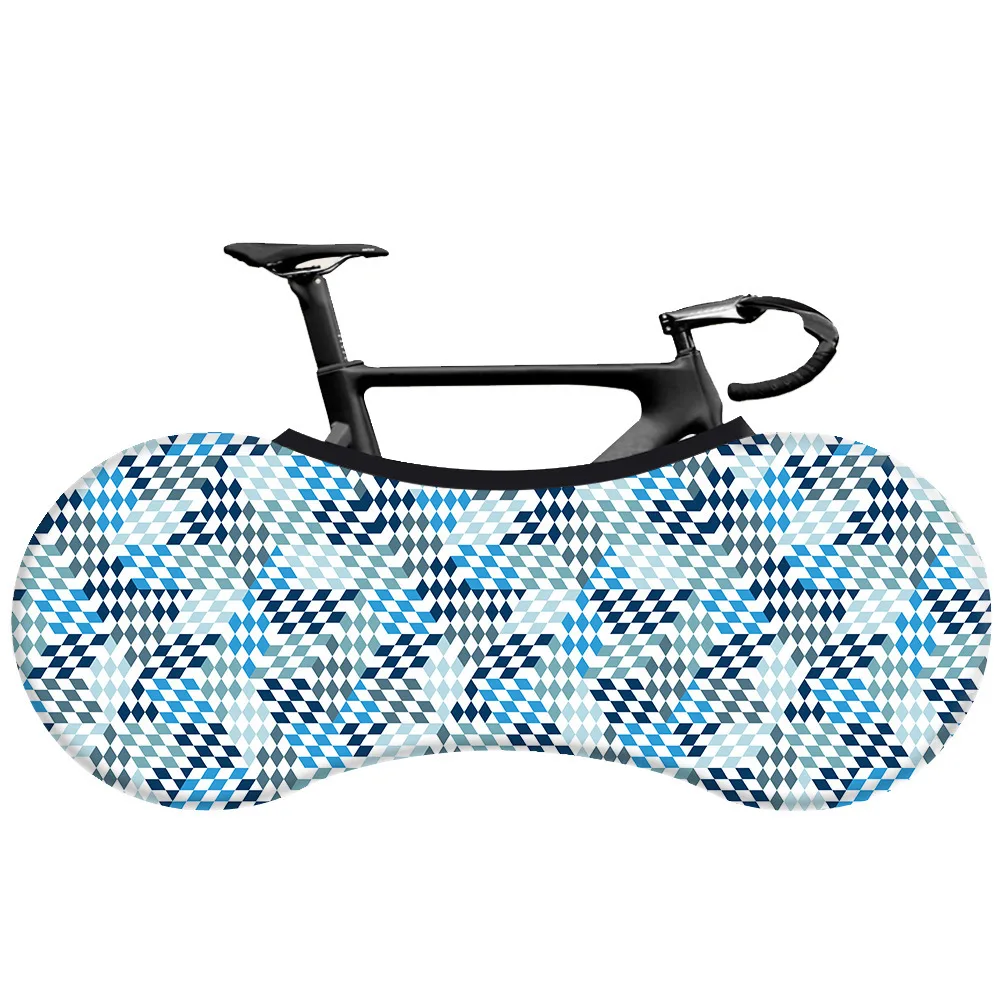 Fresh Blue Geometry Printing Bicycle Cover Wheel Cover Stretch Dustproof Colorful Mountain Milk Silk Fabric Bike Jacket Cover