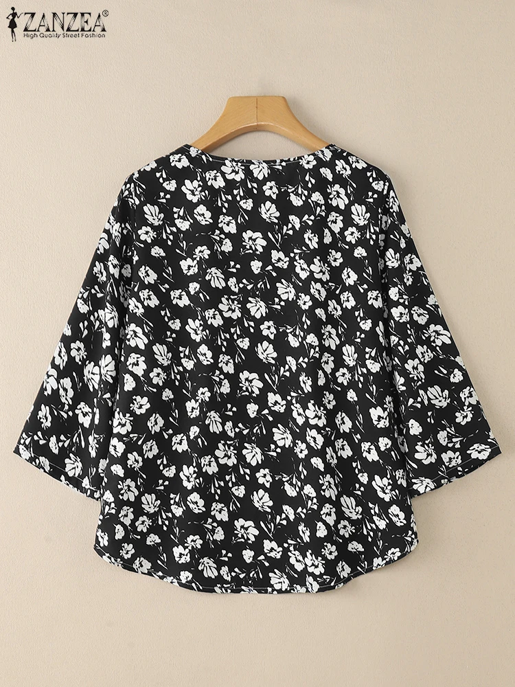 ZANZEA 2025 Autumn Floral Printed Blouse Women O Neck Long Sleeve Tops Casual Loose Work Blusas Female Chemise Bohemian Shirt