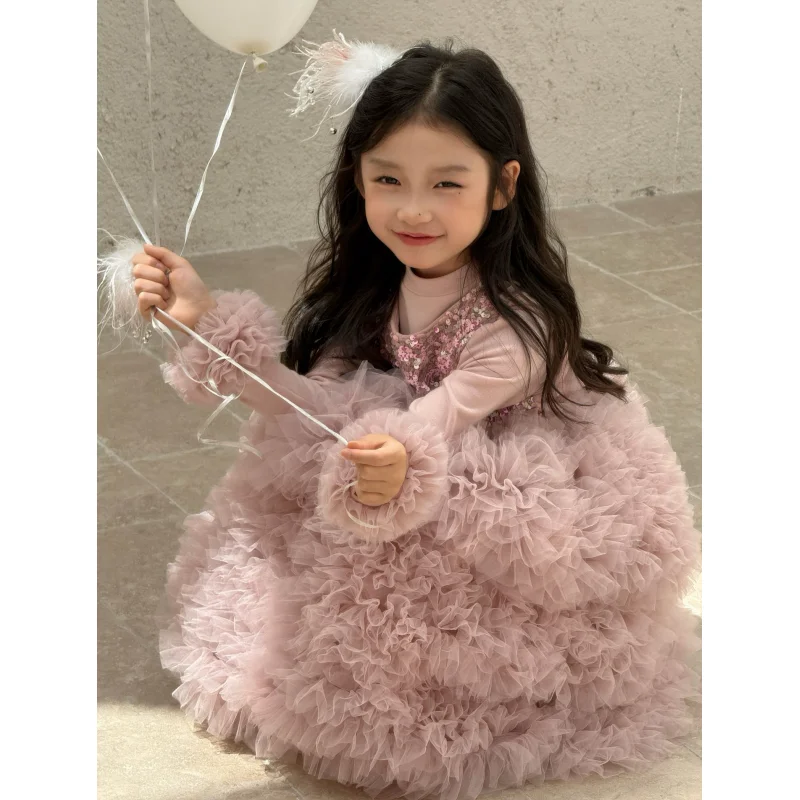 

Baby Girls Stage Performance Dress Kids Birthday Dress Child Party Skirt Princess Tutu Dress Sets Little Girl Dresses Size 2-11Y