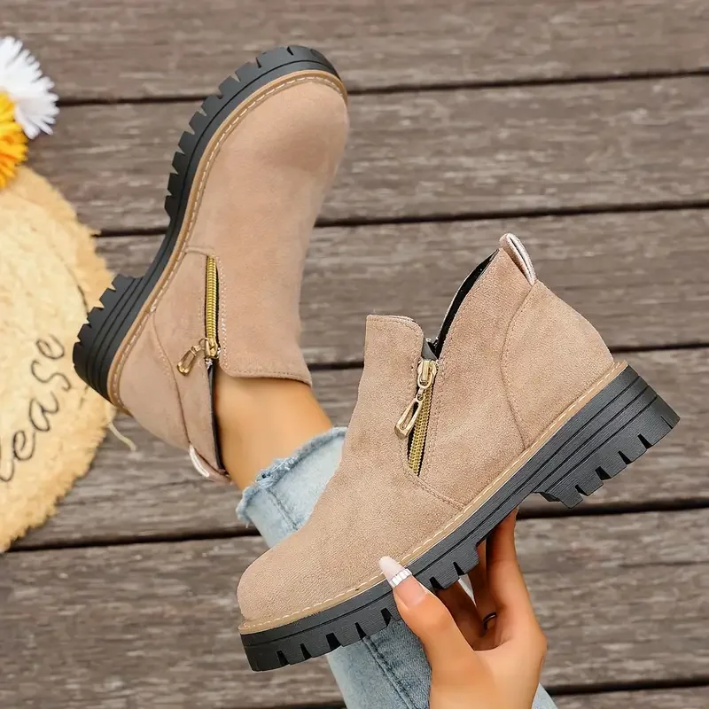 2025 New Women Ankle Boots Outdoor Chelsea Short Boots Women Comfortable Big Size Shoes Women Fashion Casual Side Zipper Shoes