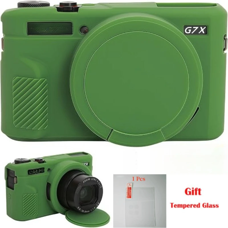 Scratch-proof Soft silicone case Camera Bag，For Canon G7XII G7X2  cover Silicone Cover protective case + 1PCS Free Tempered Film