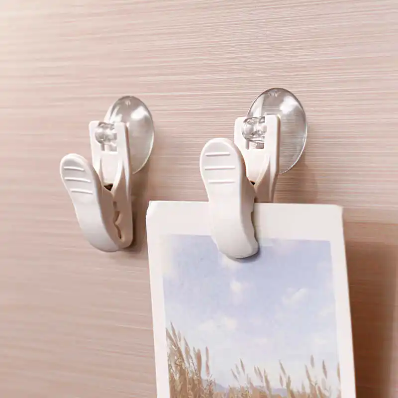 4pcs Japanese Suction Hooks  Hooks for Kitchen Towel Sponge Holder Wall Mount No Trace Multi-use Clips