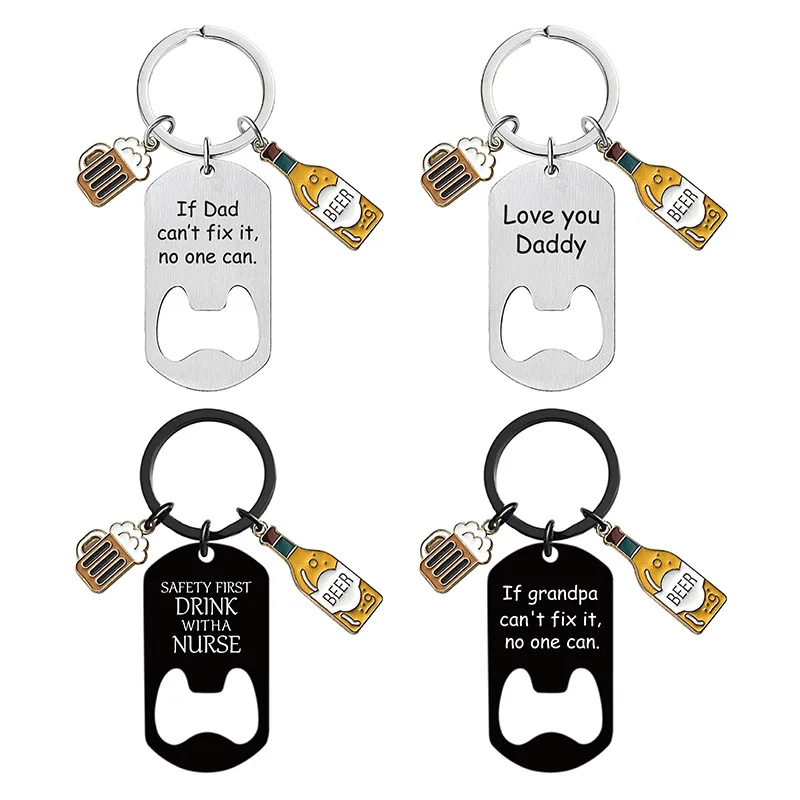 Stainless Steel Keychain Custom  Family Jewelry If Dad Papa Can`t Fix It Father's Day Papa  Tool DIY Jewelry Gift Wholesale
