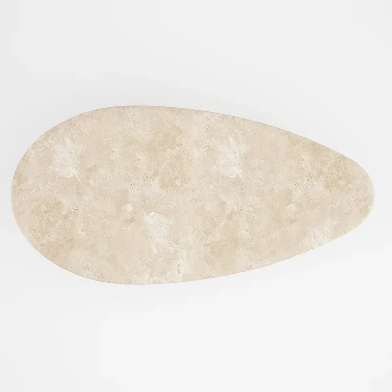 Nordic Modern Italian Style Living Room Stone Travertine Oval Coffee Table