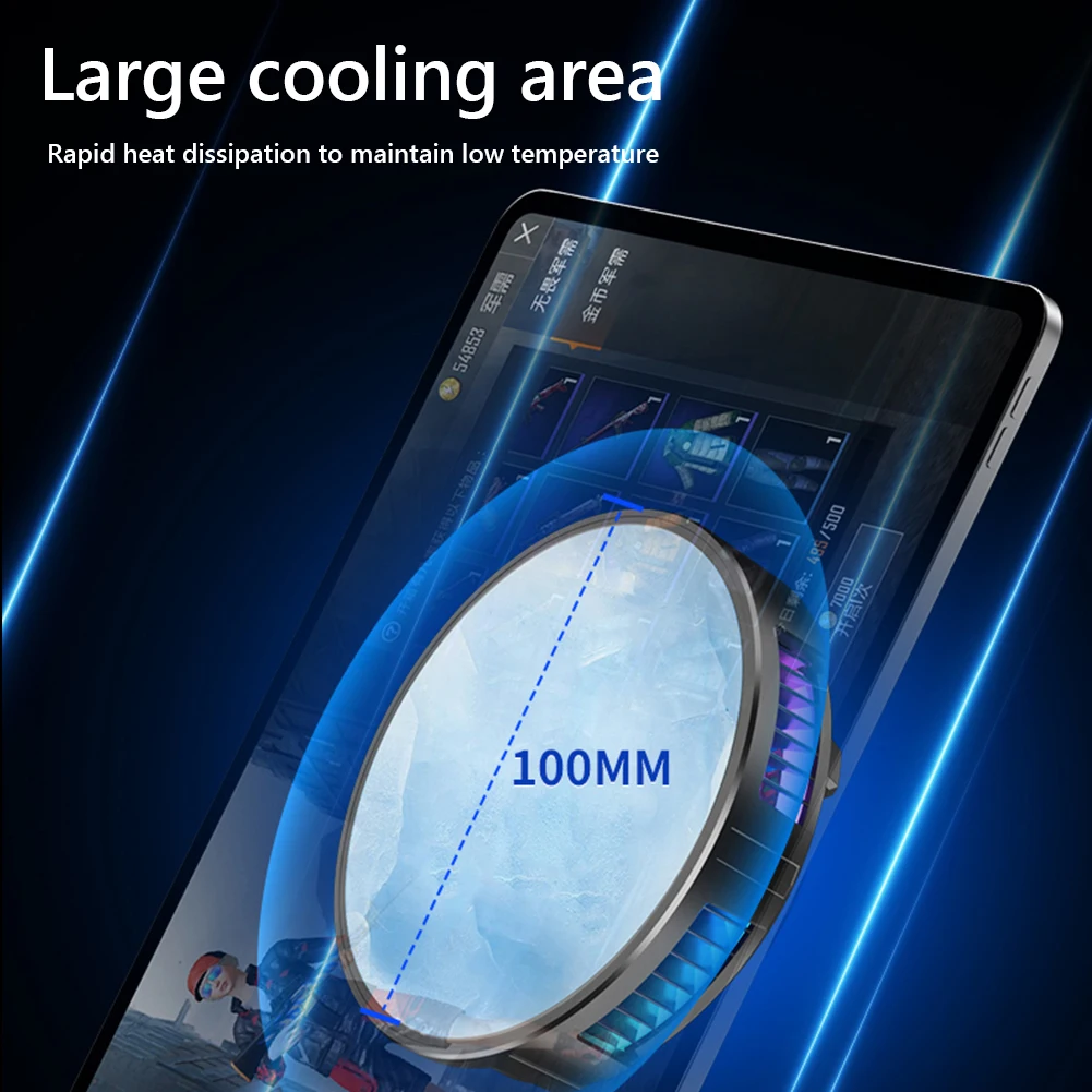 Magnetic Universal Tablet Cooler with Temperature Display RGB Lighting 18W for Dedicated Tablet for IPad/Surface Pro/Samsung Tab