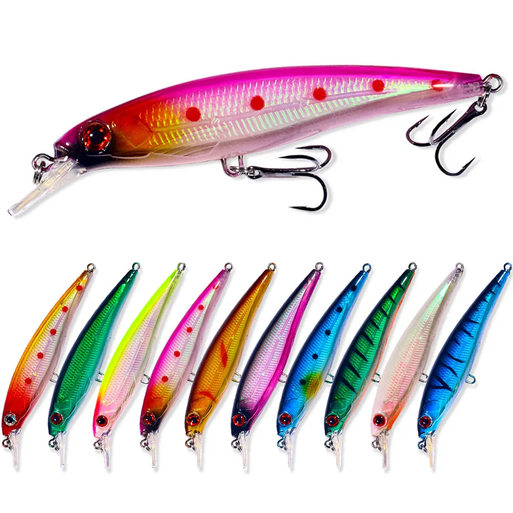 HENGJIA 1PCS New Pesca Fishing Lures Laser Minnow Hard Bait 110mm 13g Slowly Sinking Quality Professional Crankbait  Jerkbait