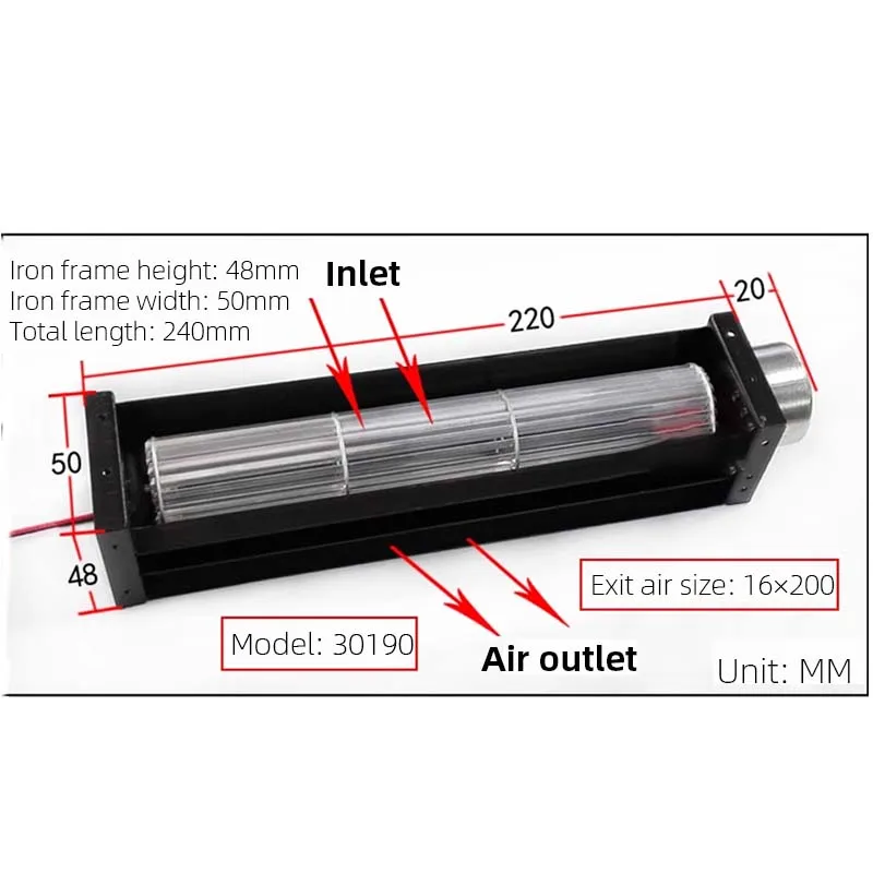 Quiet Cross Flow Fan DC12 / 24V Crossflow Cooling Fan Airflow Crossflow Ventilation Crossflow Fan  Elevator Chassis Cooling Fan