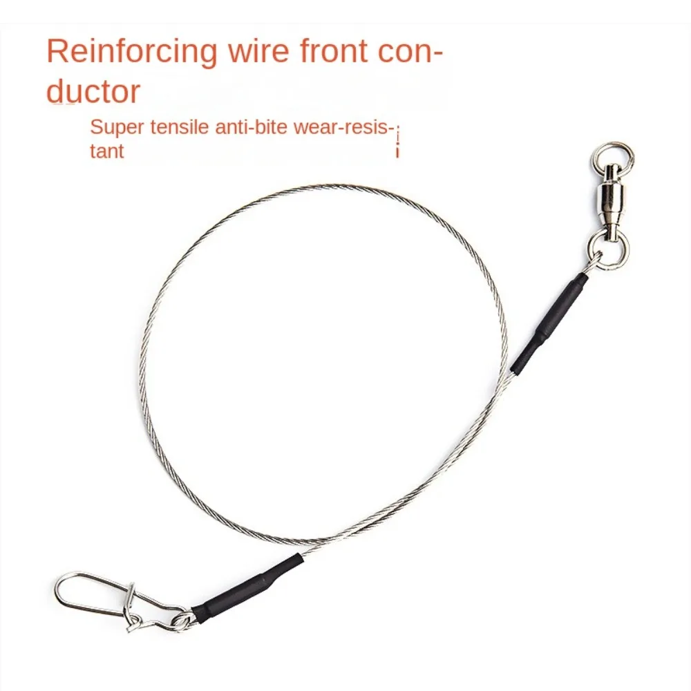 5PCS 20/30/40cm strands Stainless Steel Wire Leader With Bearing Swivel & Clip Fishing Steel Core Leash Anti-bite Thread