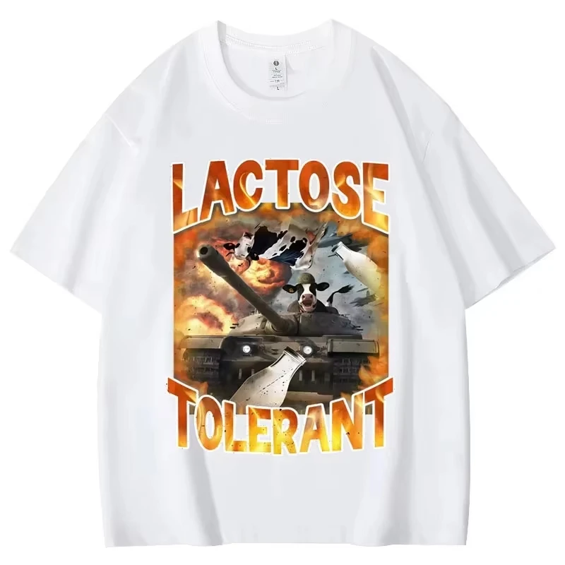 Lactose Tolerant Funny Meme Graphic T Shirts Men Women Retro Hip Hop Streetwear T Shirt Casual Cotton Humor High Quality T-shirt