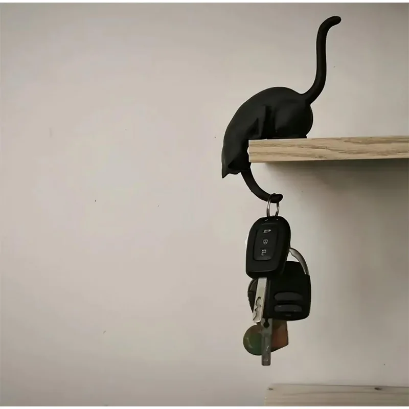3d Printed Cat Hook Light Inverted Hanging Home Decor Ornament Cute Cat Key Hook With Lantern For Shelf Decor & Gift Giving