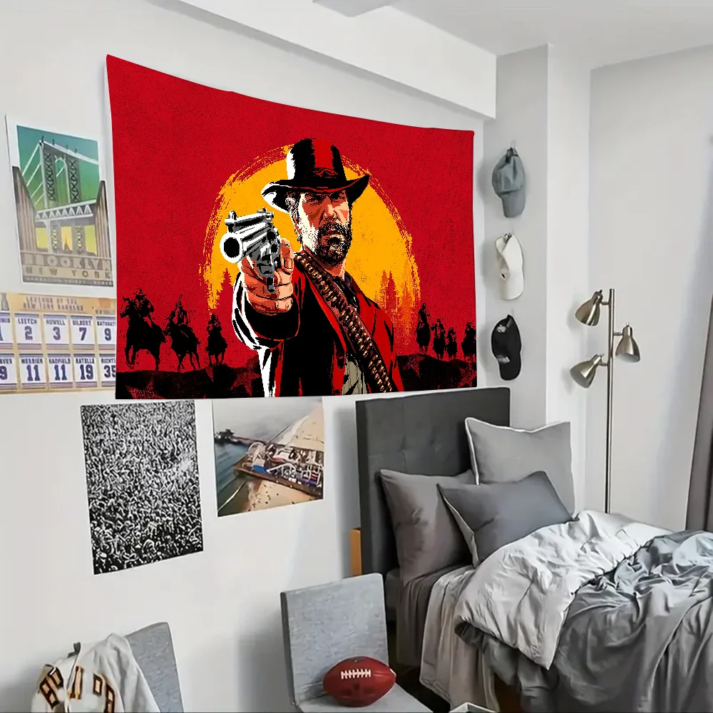 R-Red Dead-Redemption Game Tapestry Decoration party Background Hanging Cloth Bedroom Tapestry Room Decor Aesthetic