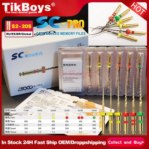 Imagen 1 del producto COXO SOCO 6 unids/pack 25mm SC-Pro limas dentales uso del conducto radicular limas endodónticas activadas por calor rotativas archivo rotatorio odontología