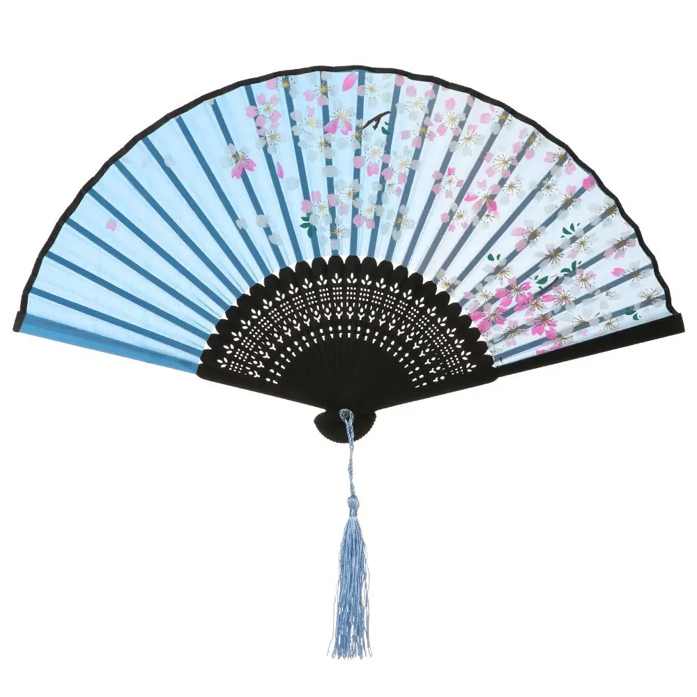Bambus chinesische japanische Falt fächer bunte Quaste elegante weibliche Fan Vintage-Stil Falt fächer Seide Hand fächer