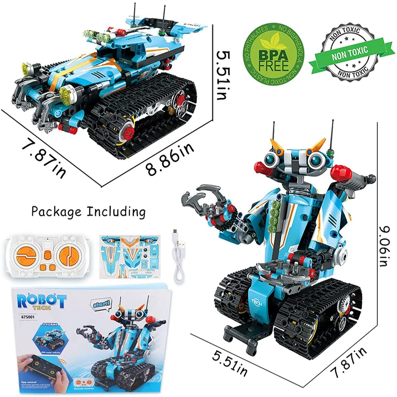 2 In 1 Moc Modular Car Bricks High-Tech APP Remote Control Robot Programmable Building KIT Educational STEM Toy Gift For Kids