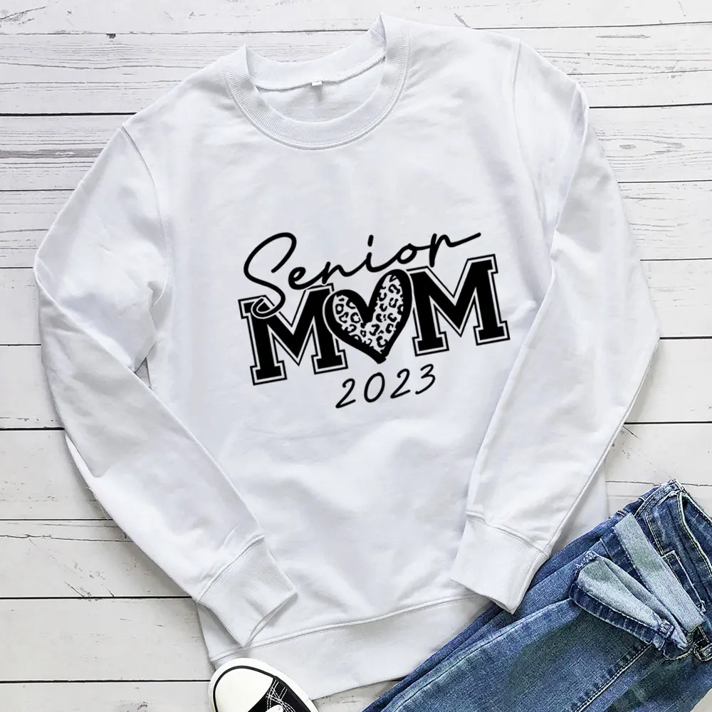 Senior Mom 2023 New Arrival Mom Sweatshirt Women 100%Cotton Autunm Winter Funny Casual Long Sleeve Top Mother's Day Gift