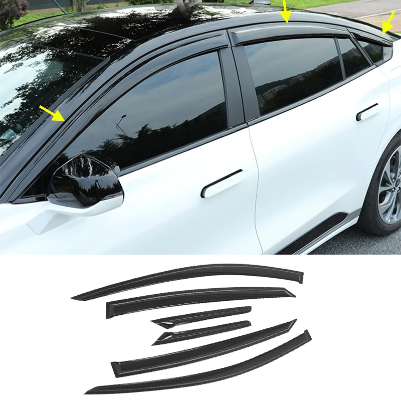 

FOR New Ford Taurus 2023 ABS Door Black Window Visor Vent Shades Sun Rain Guard 6PCS Awnings Shelters