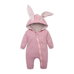 Fashion Baby Big Ear Rabbit Jumpsuit Baby Crawling Suit Jumpsuit Baby Rabbit Ear Diagonal Zipper Jumpsuit Crawling Suit Pajamas