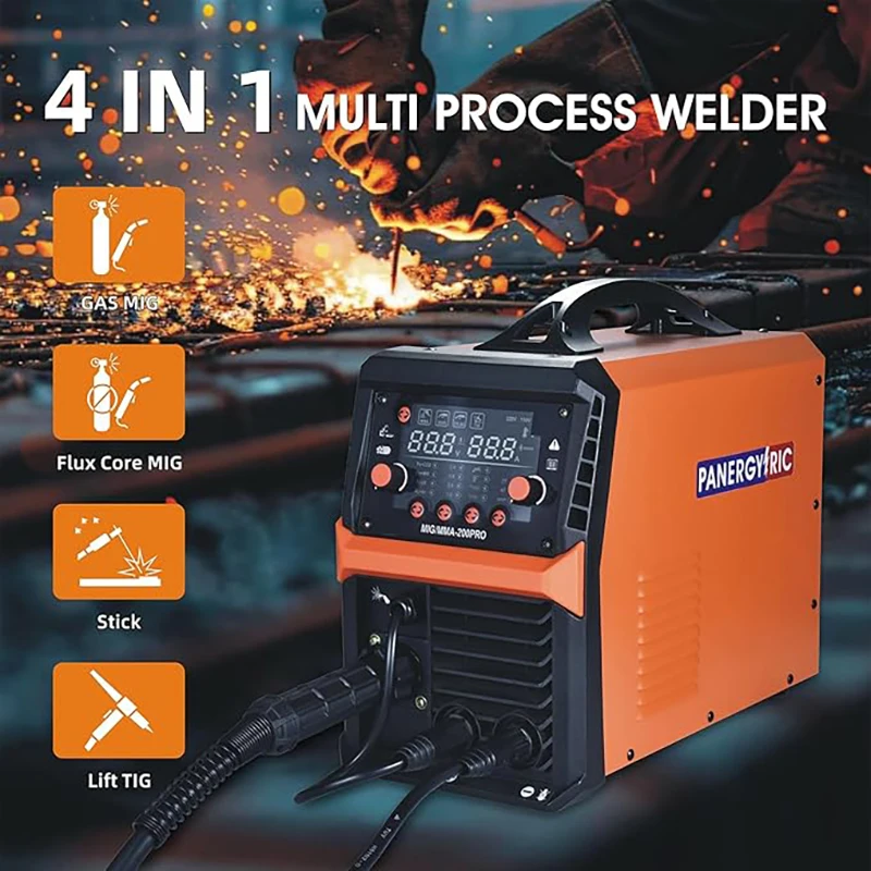 PANERGY In-Stock USA Warehouse 200A 110V 220V Dual Voltage Digital Inverter Igbt Mig Welder 4 in 1 Flux Core Mig Welding Machine