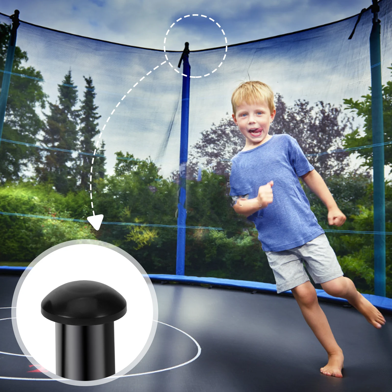 

6Pcs Rubber Trampoline Pole Caps Mushroom Style Rod Covers Wear-Resistant Replacement Parts Secure Fit for Enclosure Net