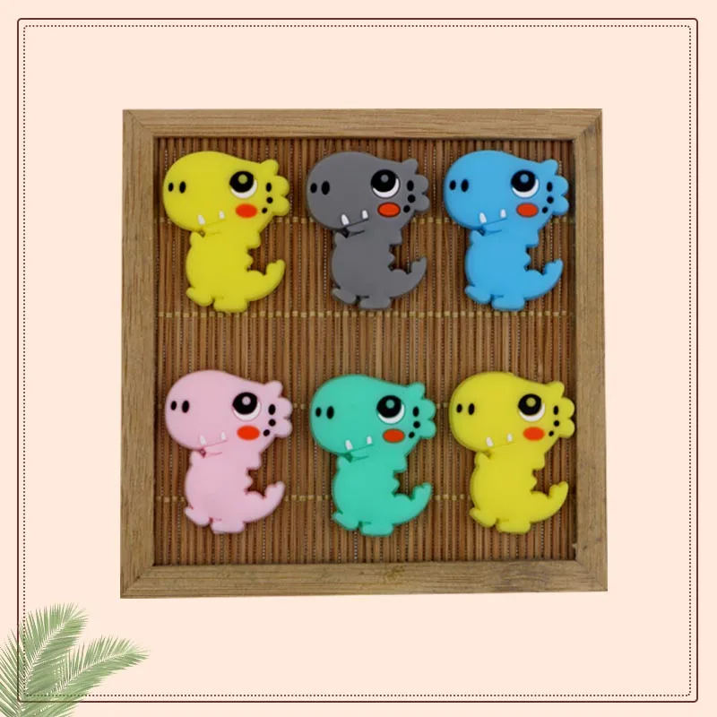 5 قطعة ديناصور صغير سيليكون الخرز الكرتون الحيوان التركيز الخرز DIY بها بنفسك مصاصة سلسلة حبة القلم اكسسوارات لصنع المجوهرات #4