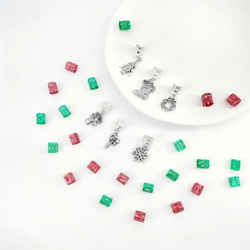 DIY Dreadlocks Wig Accessories 26 PCS Hollow Braid Hair Rings Christmas Theme Hair Decor for Holiday Party