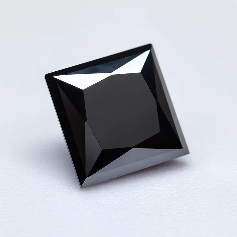 Moissanite Stone Black Color Princess Cut Lab Grown Diamond for Charms DIY Jewelry Making Materials with GRA Certificate