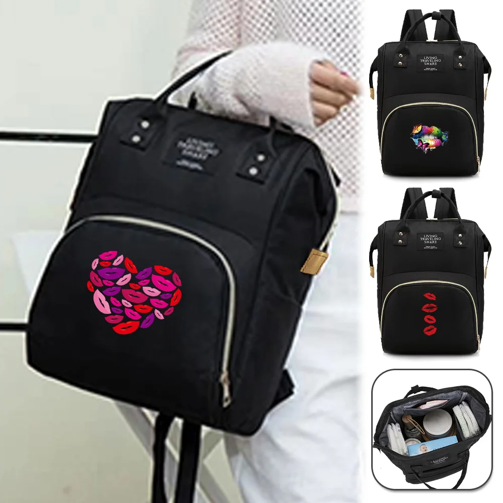 

Maternity Bag Waterproof Lightweight Large Capacity Organizer Mouth SeriesMulti-Function Kid Diapers Bags Backpack