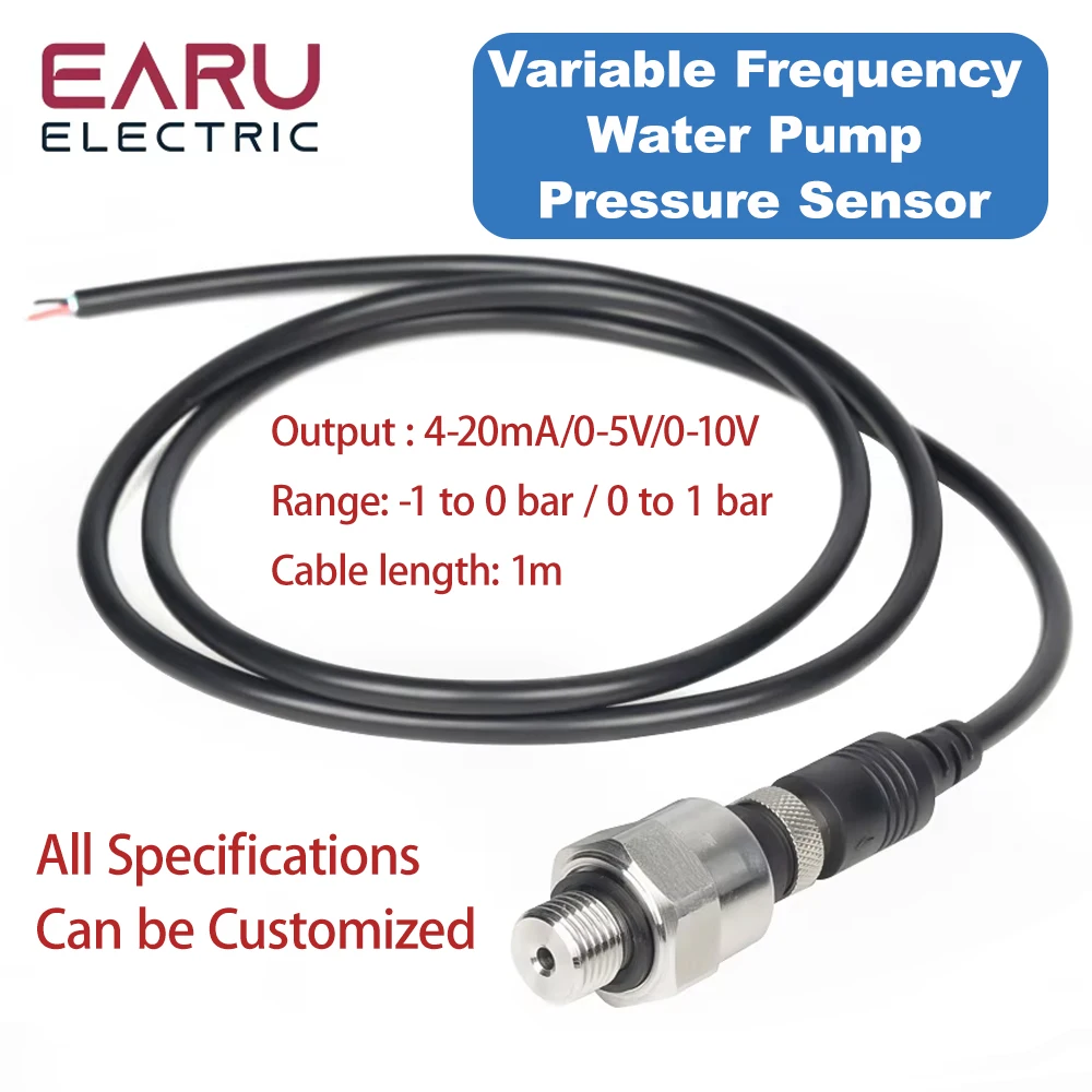 Pressure Transducer Pressure Transmitter Water Pump Sensor Cable 1m -1-0Bar 0-1Bar 4-20mA 0-5V 0-10V G1/4 0.5% FS High Precision