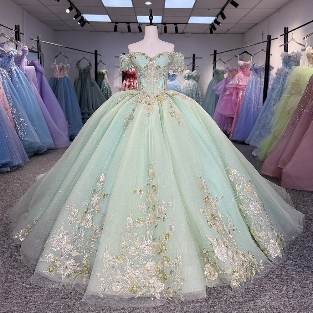 

Elegant Off Shoulder Quinceanera Dress Charming Short Sleeve Party Dress Party Gown 16 Customized vestidos de 15 quinceañeras