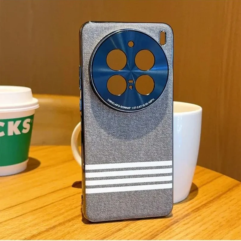 Case for Vivo X200 Ultra X200S X100S Pro Simple Four-bar Textured Leather Shell for Vivo X200 Pro Mini X100 Anti-drop Cover #2