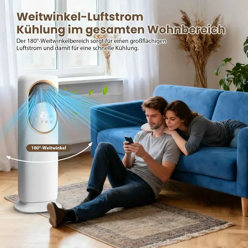 Cold Warm Air Cooler with ultrasound Mist, PTC Ceramic heater, 5-in-1 Air Conditioner tower fan White