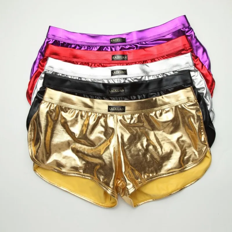 Men\'s Boxer Briefs Patent Leather Imitation Leather Stage Performance Nightclub Sexy Panties