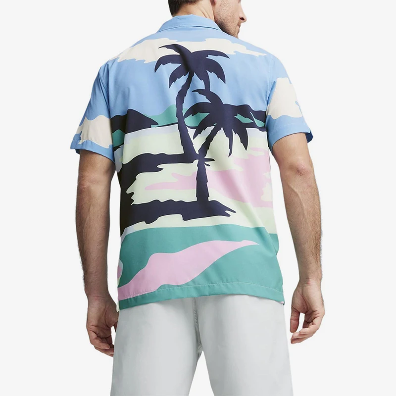 Puma Authentic Summer Men's Fashion Splicing Breathable Collar Casual Shirt 623961-01