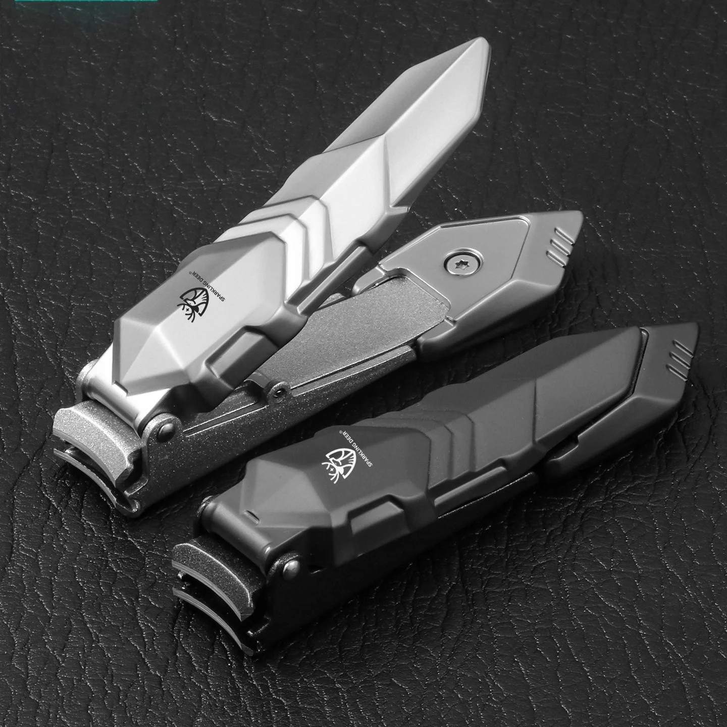 Punk Mecha Style Splash-Proof Nail Clipper Set, Portable, with Key Ring Hole, Stainless Steel Nail Clippers and Manicure Tools.